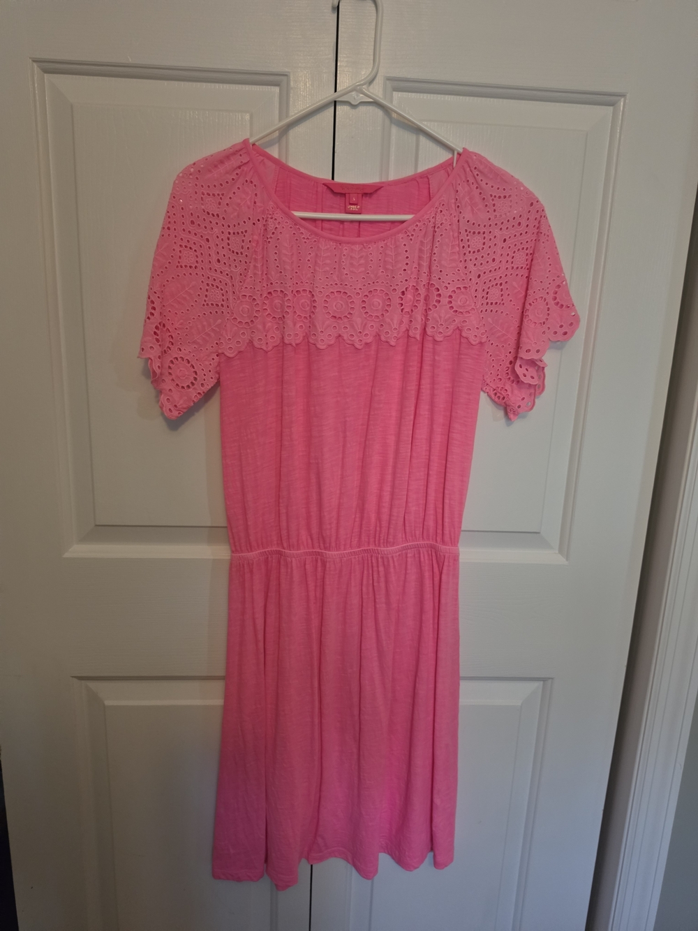 Lilly Pulitzer Bright Pink Eyelet Casual Dress